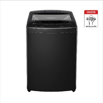 Vista frontal de Lavadora Carga Superior LG 18Kg Negro TurboDrum Silencioso WT18OVTB